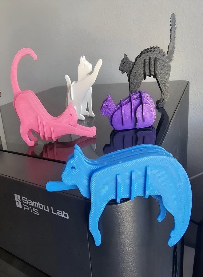3D CRAFT Cat Puzzle Pieces, 5 Colourful Feline Silhouettes, Decorative Wall Art,Pack of 5,Multicolor,Figure Toy - Image 3